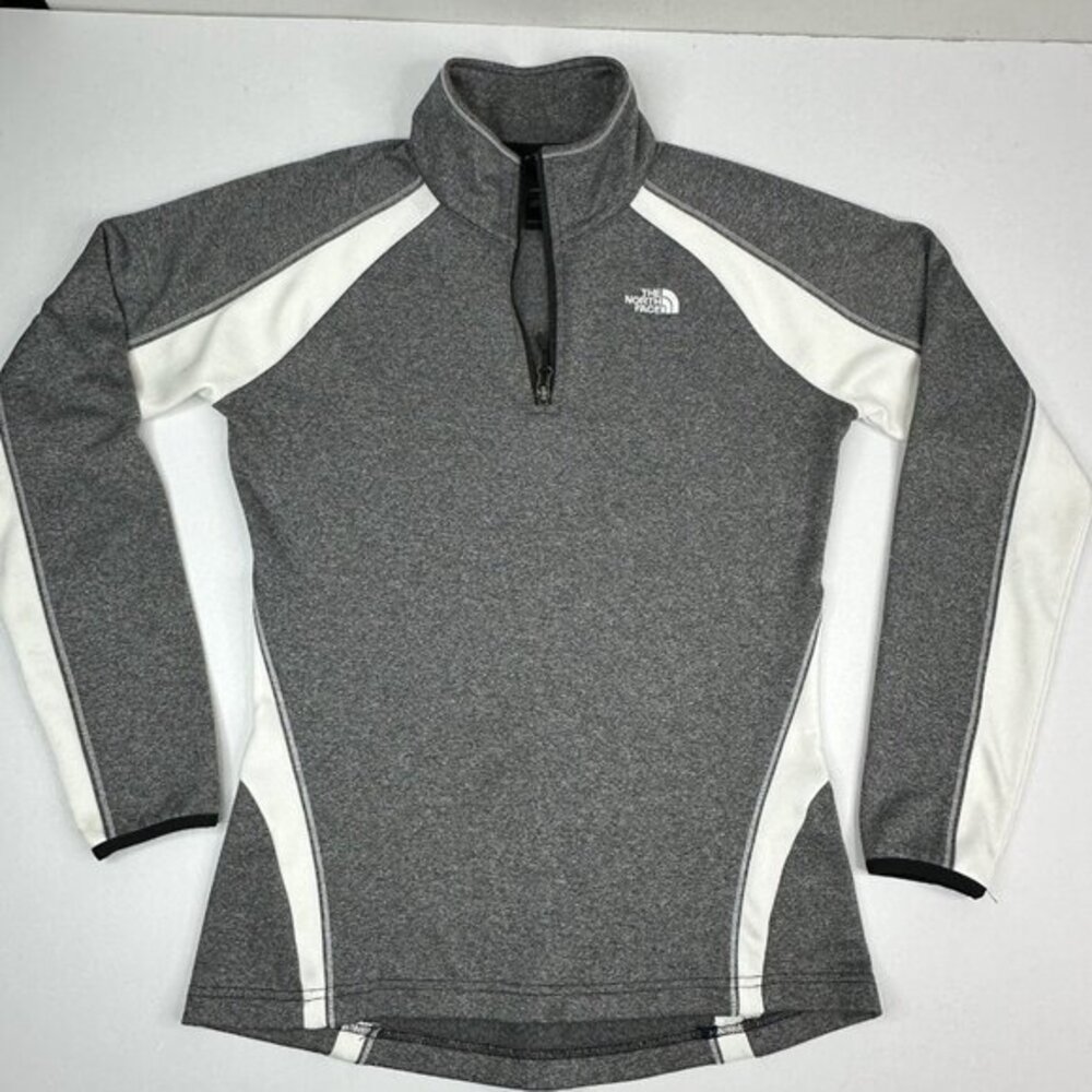 The North‎ Face Womens Gray White Quarter Zip Pullover Fleece T260+T660 Size M - Picture 5 of 15
